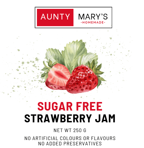 Sugar Free Jam - Strawberry - 250g by Aunt Mary's Jam with natural ingredients, no artificial colors or preservatives.
