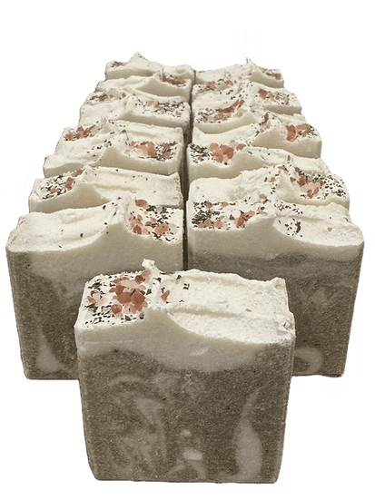 Tidal Stone Salt Bar Tallow Soap - 175g neatly arranged, showing creamy texture with sea salt and botanicals by The Bubble Jungle.