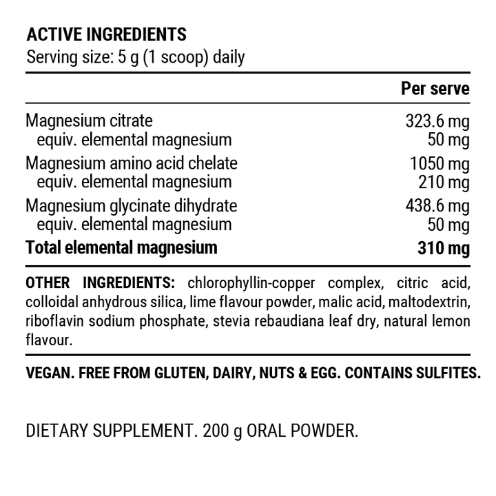 Triple Magnesium Powder - Lemon Lime - 200g - Sup Yo