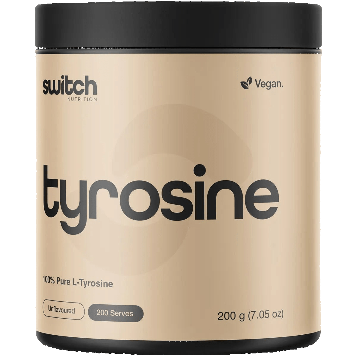 Tyrosine - 100% Pure L-Tyrosine Unflavoured - 200g by Switch Nutrition in beige container for Low Carb and Dirty Keto collections