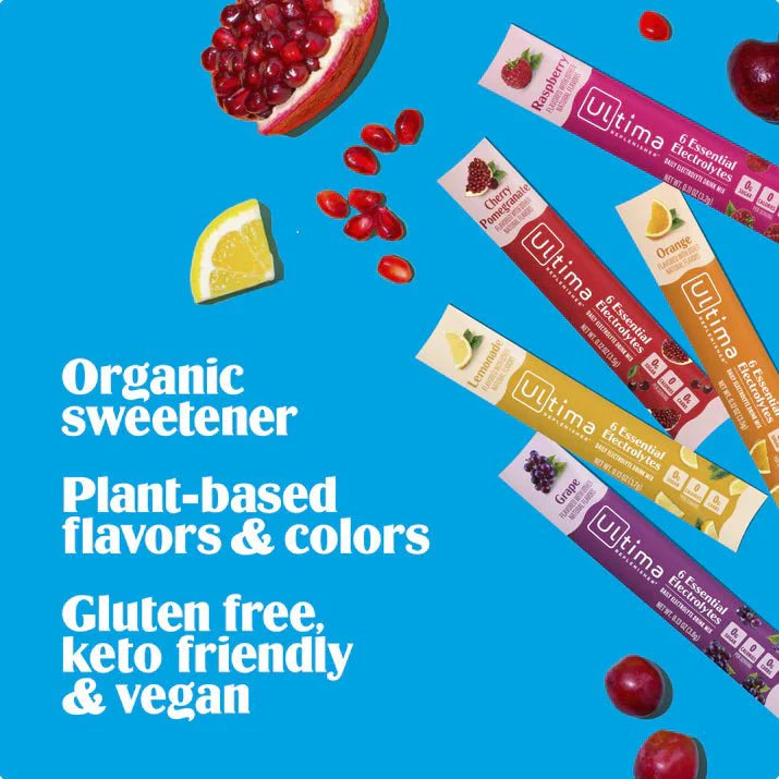 Variety Pack - Electrolyte Drink Mix - 20 ct by Ultima Replenisher with organic sweetener, plant flavors, and keto vegan benefits.