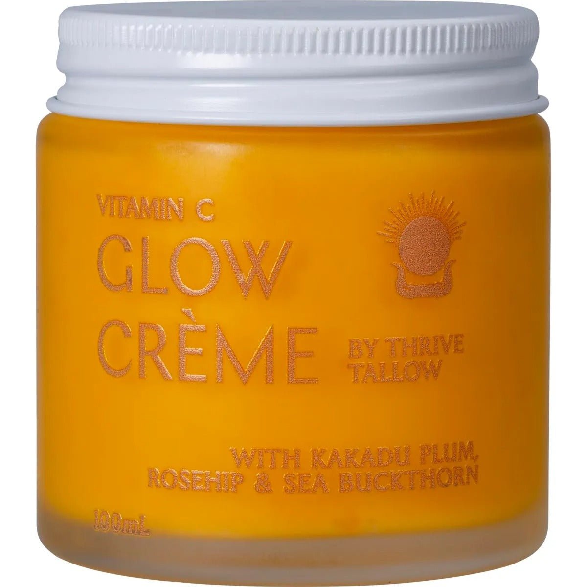 Vitamin C Glow Creme - 100ml jar by Thrive Tallow featuring Kakadu plum, rosehip, and sea buckthorn ingredients.