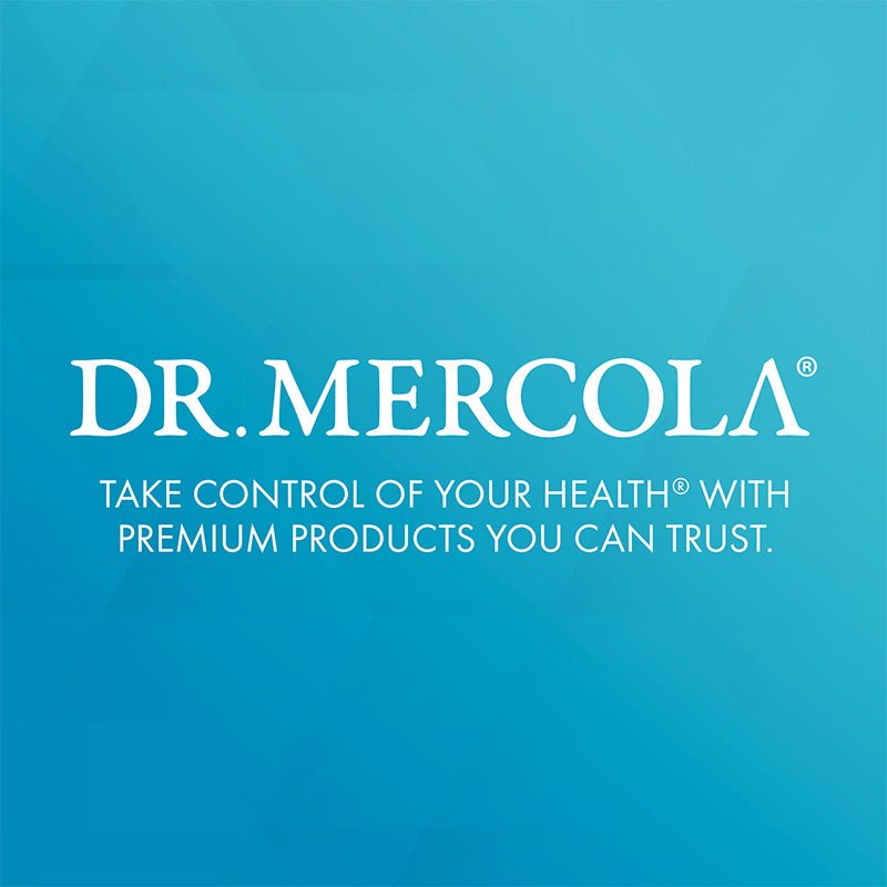 Blue background with Dr. Mercola logo and tagline promoting Trust and health products for Wild Caught Alaskan Salmon Oil - 90 Capsules