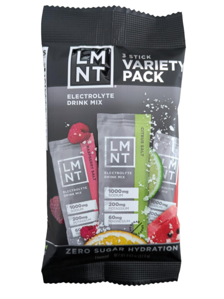 LMNT Sample 3 Pack electrolyte drink mix variety pack by LMNT featuring keto-friendly low carb hydration sticks