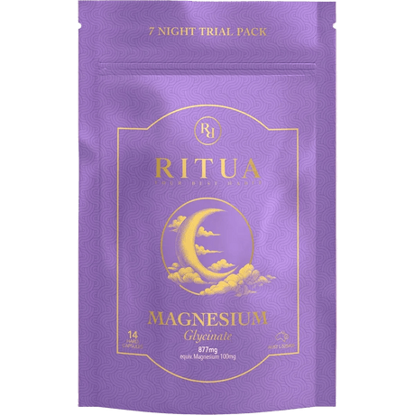 7 Night Trial Pack Magnesium Glycinate - 14 Capsules by Ritua in purple resealable pouch from OOS and oospacks collections