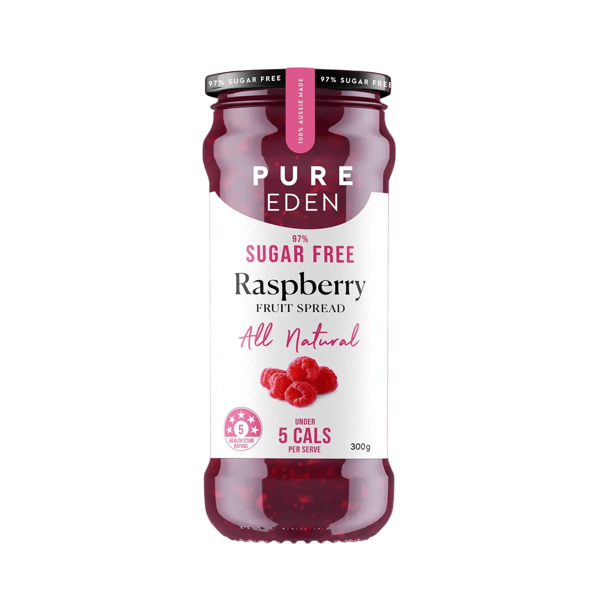 Pure Eden 97% Sugar Free Raspberry Fruit Spread - 300g jar from Keto Jam and Low Carb collections.