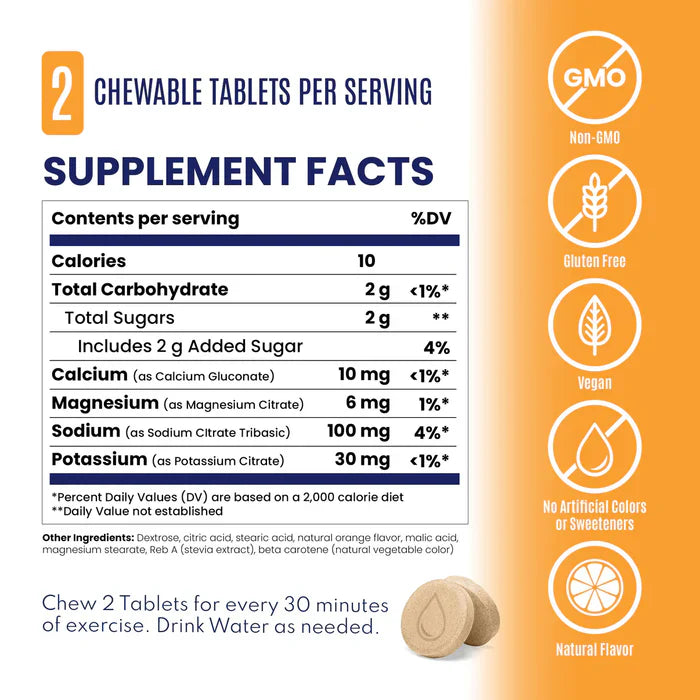 FastChews - Chewable Electrolytes - Tart Orange - 25 Serves