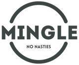 Mingle Chow Mein - 40g spice blend logo with keto-friendly, no added sugar, and low sodium claims in black and white design