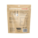 Back of Barbell Foods Air Dried Steak - Chilli - 200g packaging showing ingredients, nutrition, and storage details.