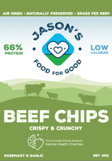 Beef Chips - Rosemary & Garlic - 40g - Best Before 17 Apr 2026 by Jason's Food For Good in Savoury Snacks collection.