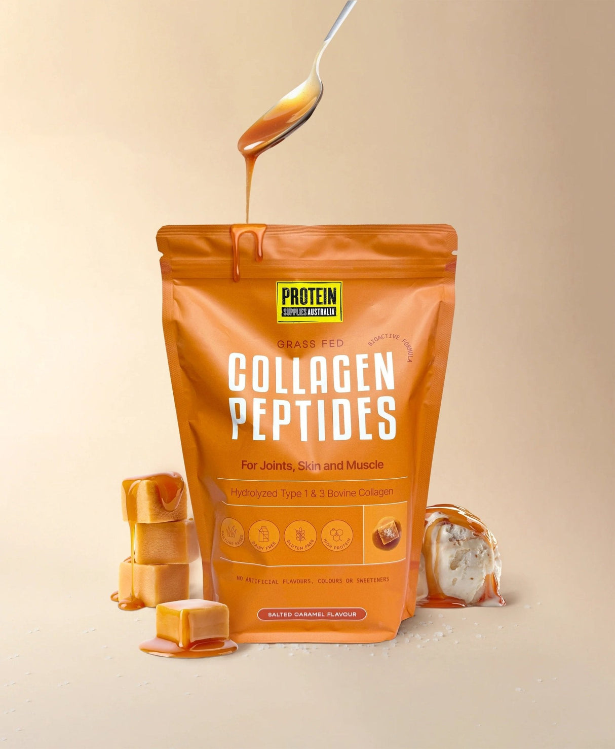 Grass Fed Collagen Peptides - Salted Caramel - 1kg