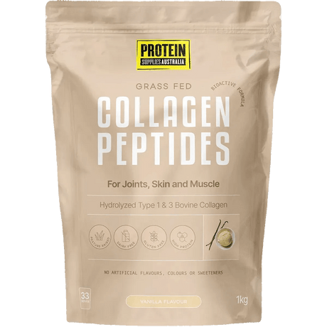 Grass Fed Collagen Peptides - Vanilla - 1kg by Protein Supplies Australia, premium collagen for joints and skin health.