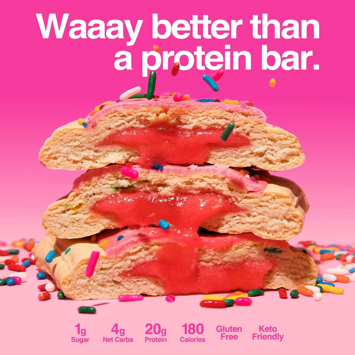 Birthday Cake Protein Pastry - 61g - Best Before 30 Mar 2026 by Legendary Foods with vibrant sprinkles and filling