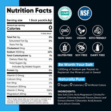 Nutrition facts for Blue Raspberry Electrolyte Drink Mix - 30 Sticks by Venture Pal, details ingredients, electrolytes, and certifications.