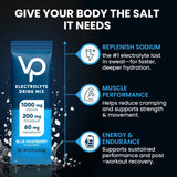 Blue Raspberry Electrolyte Drink Mix - 30 Sticks by Venture Pal with sodium, potassium, magnesium for hydration