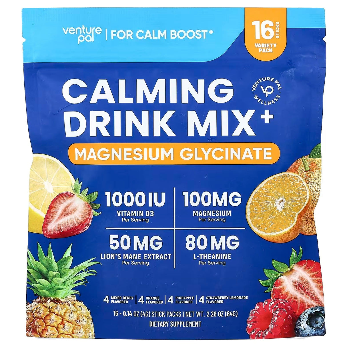 Calming Drink Mix + Magnesium Glycinate - Variety Pack - 16 Sticks