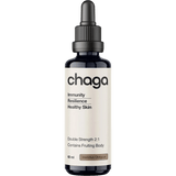 Bottle of Chaga Double Strength 2:1 Mushroom Liquid Extract - 60ml by Switch Nutrition, featuring immunity and skin health benefits in a dark dropper bottle.