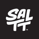 SALTT logo in bold white script on black background representing Blue Slushies - 30 Sticks electrolyte drink mix by SALTT