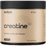 Switch Nutrition Creatine 100% Pure HCL - 240 Caps container with vegan label, part of New Arrivals and Low Carb collections.