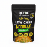 Qetoe Delicious Low Carb Chicken Noodles - 290g pouch with 1.5g carbs, keto, vegan, non-GMO, and low calorie pasta option.