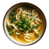 Bowl of Delicious Low Carb Chicken Noodles - 290g by Qetoe with broth and chopped green onions garnish