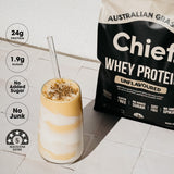 Grass-fed Whey Protein Powder - Unflavoured - 900g by Chief with 24g protein, no added sugar, keto-friendly low carb option