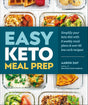 Cover of Easy Keto Meal Prep by Aaron Day, featuring colorful glass containers filled with various keto-friendly meals arranged on a white wooden surface.