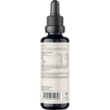 Back view of Switch Nutrition Four Blend Double Strength 2:1 Mushroom Liquid Extract - 60ml showing nutritional facts, ingredients, and usage instructions for keto and low carb support.