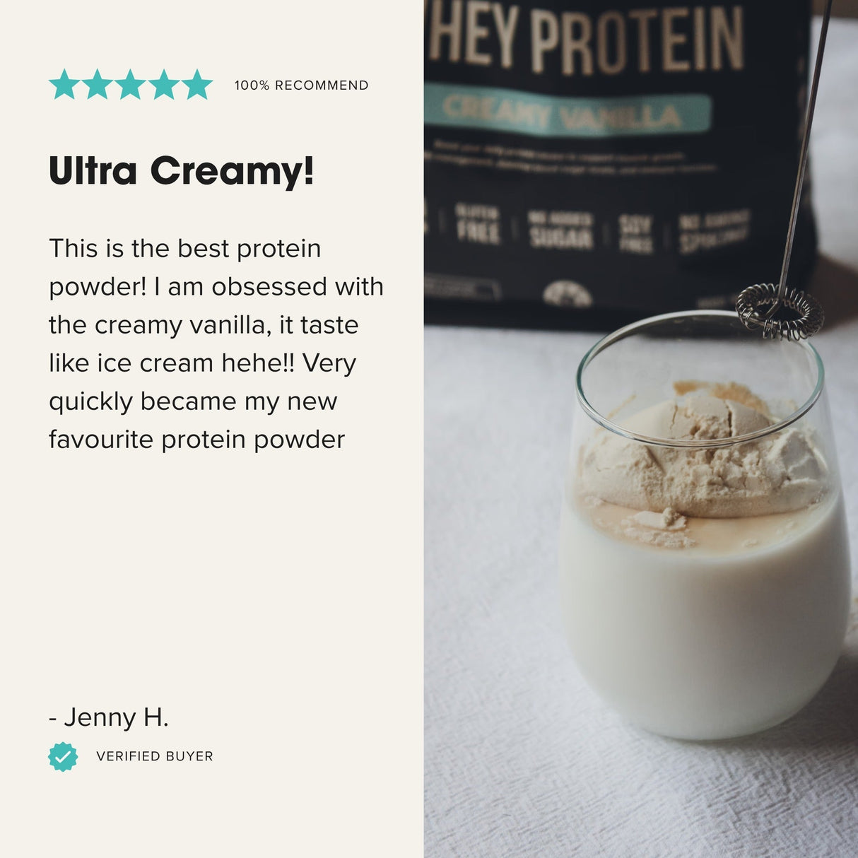 Grass - fed Whey Protein Powder - Creamy Vanilla - 900g - Sup Yo