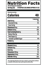 Nutrition facts label for Hydrate or Die® Electrolytes Drink Mix - Lemon - 20 Sticks by BUBS Naturals with calorie and mineral details.