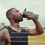 Man drinking from Switch Nutrition shaker bottle, promoting Hydrate Perform - Kiwi Watermelon - 20 Sticks benefits outdoors