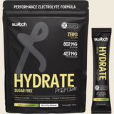 Hydrate Perform Lemon Lime - 20 Sticks by Switch Nutrition, sugar-free electrolyte mix for drinks and performance.