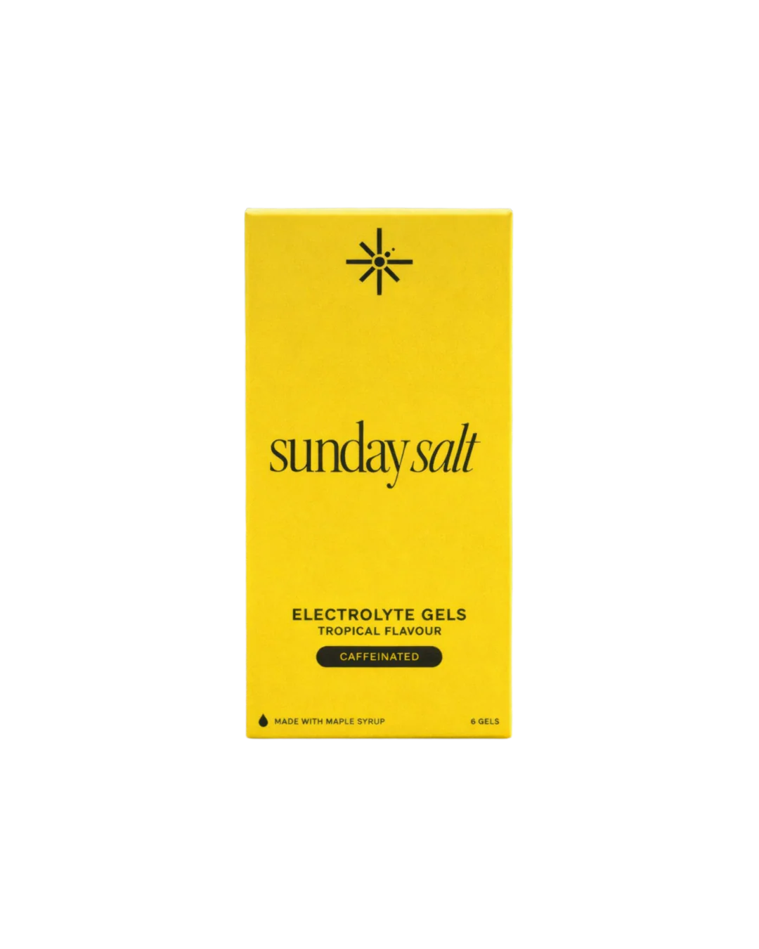 Sunday Salt Tropical – Caffeinated Energy Gel - 6 Sachets in bright yellow box from Drinks, Electrolytes, OOS, Functional collections
