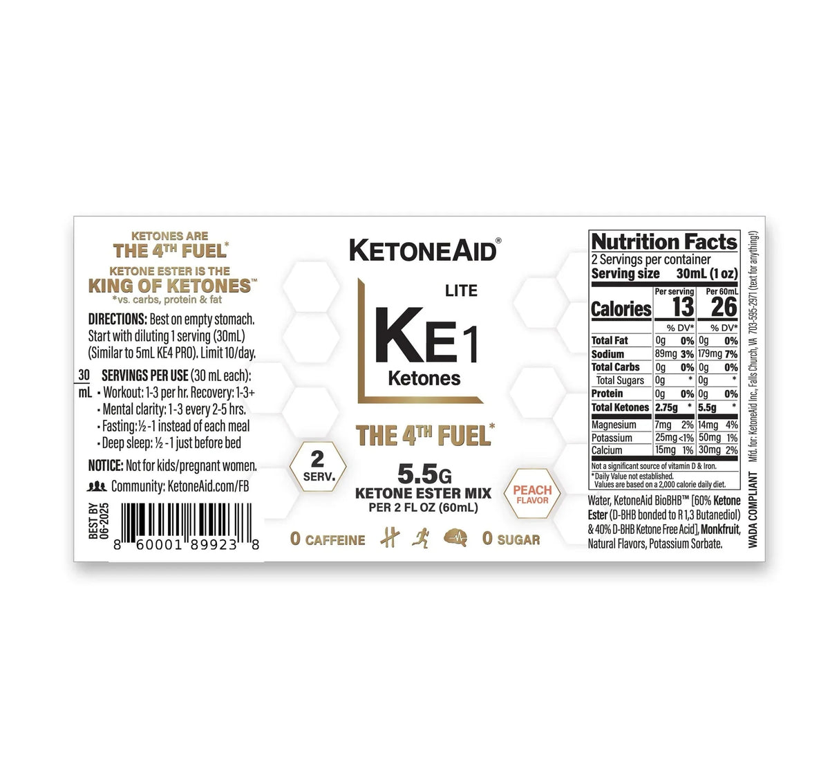 KE1 Lite Ketone Ester & Salt Drink - 6 x 60ml - Yo Keto