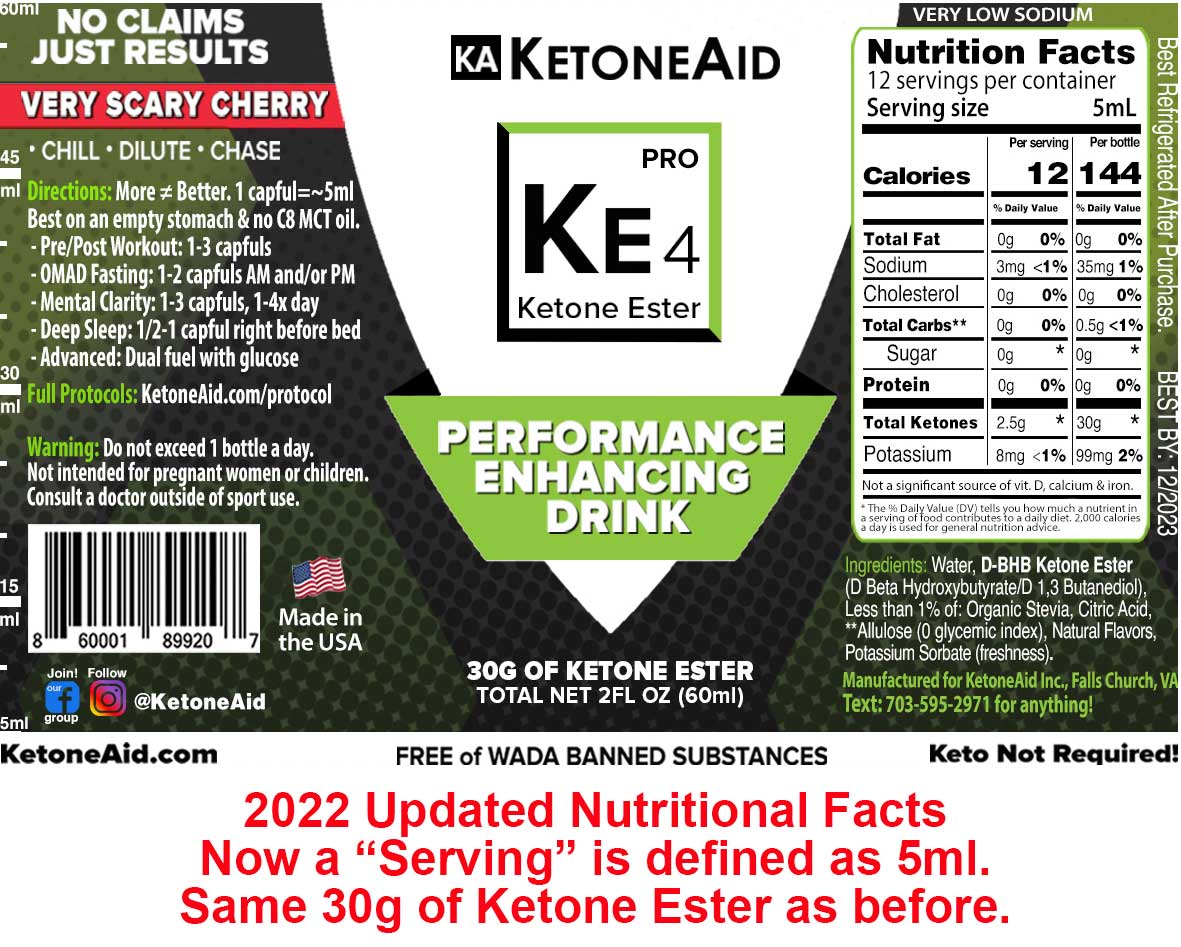 KE4 Ketone Ester Drink - Box of 12 x 60ml - Yo Keto