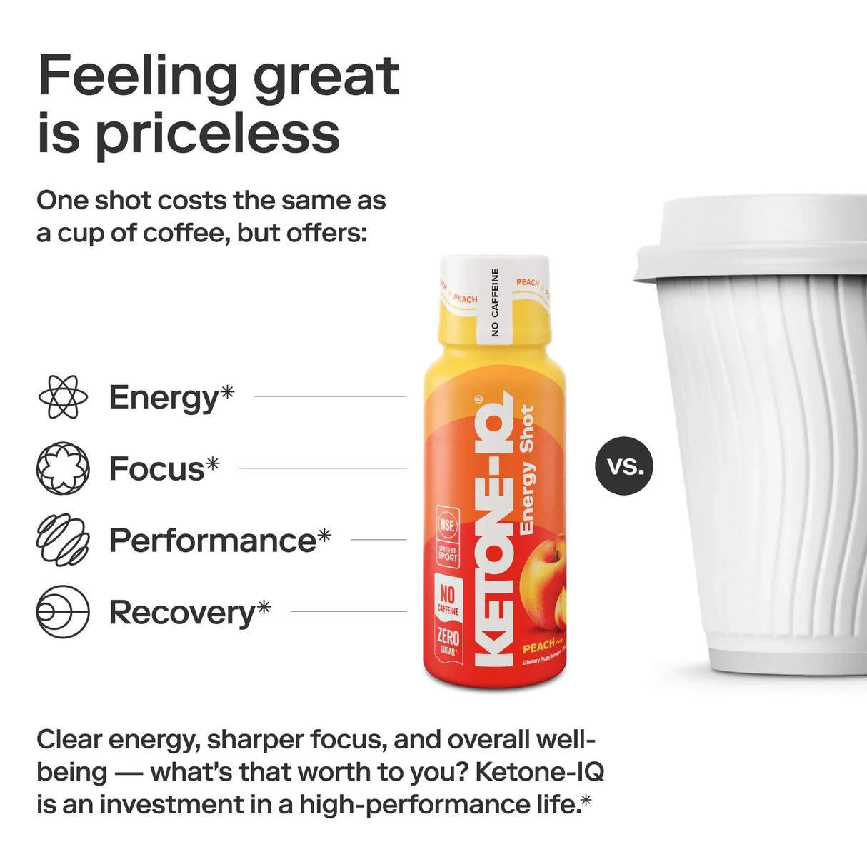 Ketone - IQ - Energy Shot - Peach - Caffeine Free - 6 x 59mL - Sup Yo