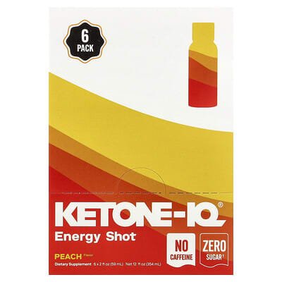 Ketone - IQ - Energy Shot - Peach - Caffeine Free - 6 x 59mL - Sup Yo