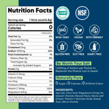 Nutrition facts for Lemon Lime Electrolyte Drink Mix - 30 Sticks by Venture Pal, highlighting vitamins and minerals.