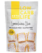 Package of Lemonlicious Slice - 300g keto bake mix by Low Carb Life with lemon squares dusted with powdered sugar.
