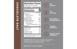 LMNT Chocolate Salt Electrolyte Mix - 30 Sticks nutrition panel showing low calorie, vegan, paleo-keto friendly, and no gluten or sugar.