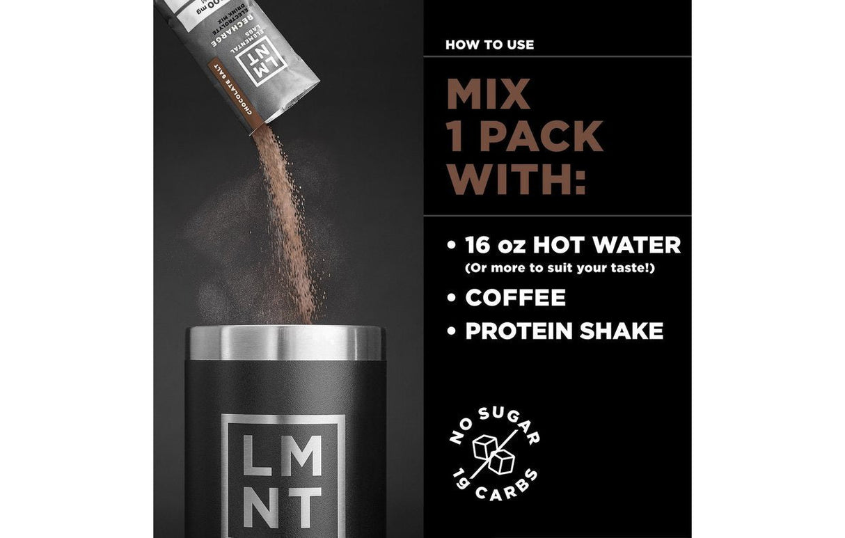 LMNT RECHARGE - Chocolate Salt Electrolyte Mix - Yo Keto