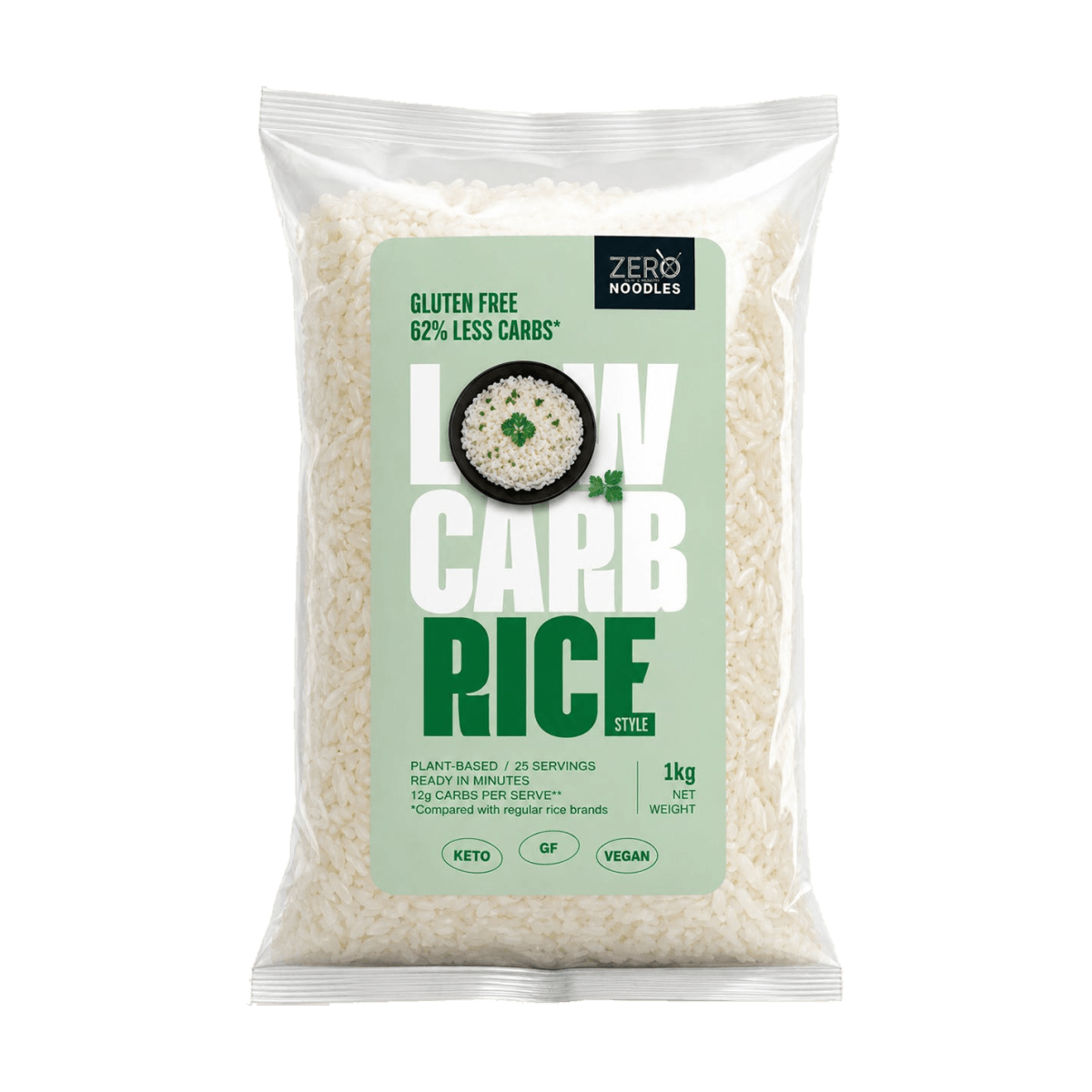 Zero Noodles konjac rice 1 kg bag, front of pack