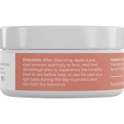 Magnesium Fix My Face Moisturiser - 100g by Amazing Oils with usage directions on white jar and coral label