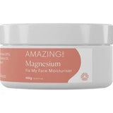 Magnesium Fix My Face Moisturiser - 100g by Amazing Oils in white jar with pink and white label shown against white background