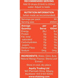 Nutrition facts and ingredients list for Mango Water Drops - 45ml by Vitalzing, with serving and storage details.