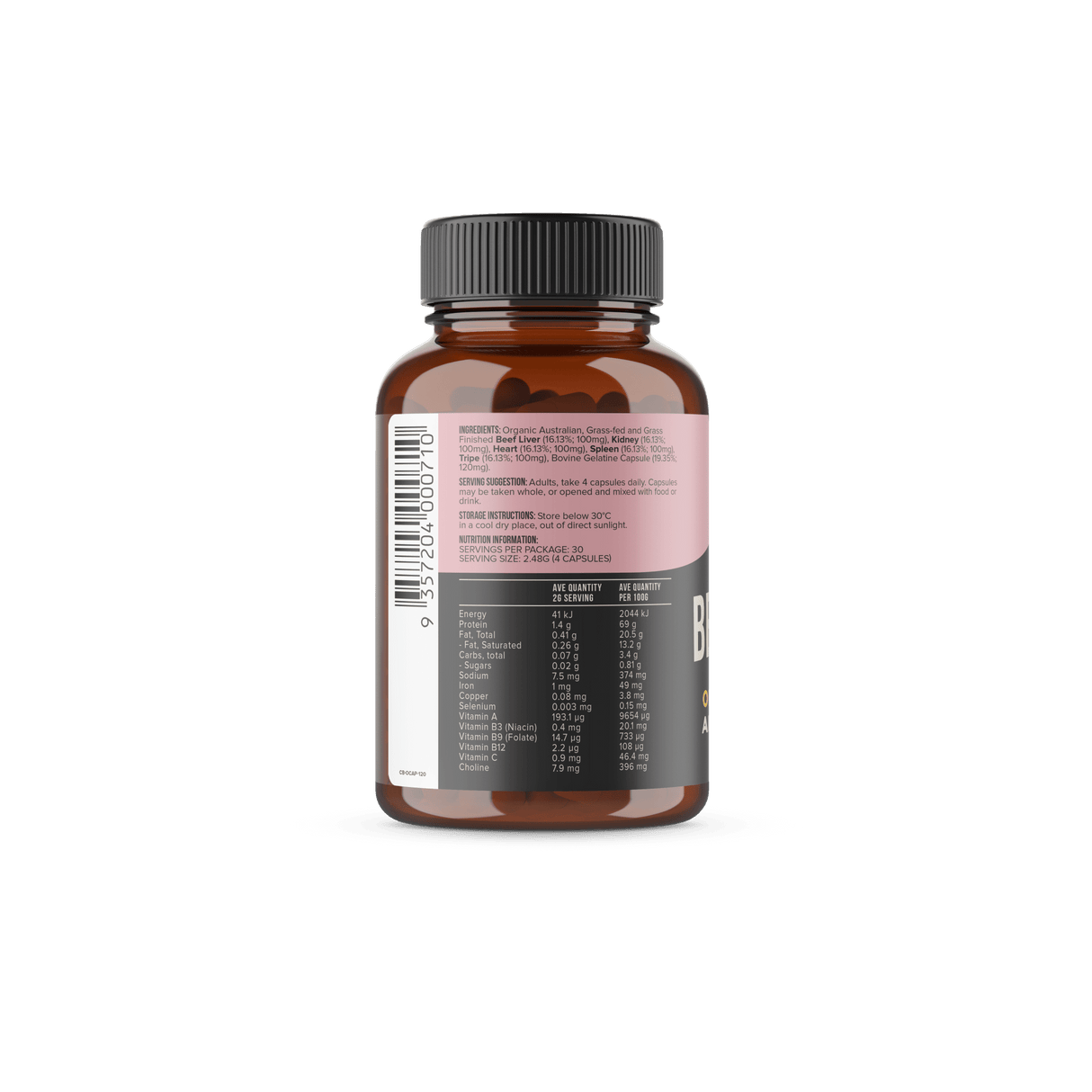 Multivitamin - Organic Beef Organs - 120 Capsules