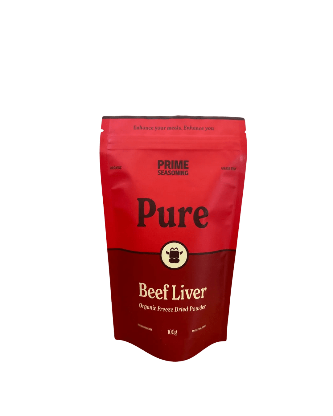 Prime Seasoning Organic Pure Freeze Dried Beef Liver Powder - 100g pouch for Keto and Low Carb diets
