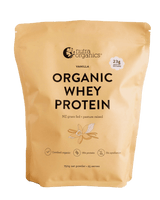 Nutra Organics Organic Whey Protein - Vanilla - 750g pouch with 23g protein per serve, certified organic and pasture raised
