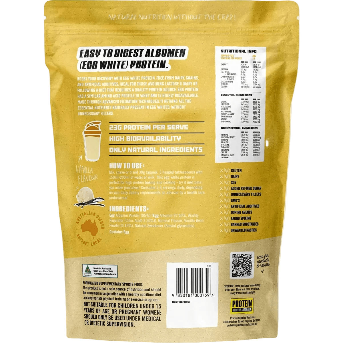 Paleo Pro Vanilla Bean Egg White Protein - 400g
