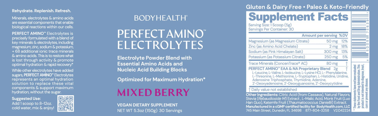 Perfect Amino Electrolytes - Mixed Berry - 30 Serves - Sup Yo